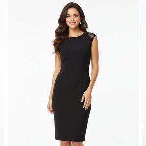 SZ12 Frank Lyman Design Cutout Black Mesh Accent Midi Dress